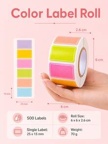 500 pièces Rouleau d'étiquettes vierges auto-adhésives de couleur macaron, étiquettes de classification inscriptibles pour étudiants, école, boîtes de classement, rangement de fournitures scolaires - Plusieurs styles - Voir 9
