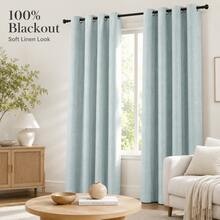 NOSBEI 2pcs Blue Blackout Curtains, Grommet Top Thermal Insulated Curtain Fabric, Bedroom Living Room Light Blocking Privacy Curtains - Baby Blue - View 9