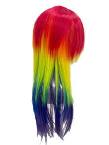 Rainbow Gradient Layered Wolf Tail Long Wig, Color Block Patchwork Choppy Cut, Eye-Catching Personalized Styling Headpiece For EDM Festival, Nightclub, Rave, Anime Convention, Party, Photoshoot - View 7
