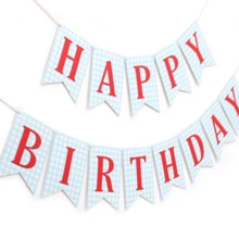 Blue And Red Happy Birthday Banner - First Birthday Decorations, Blue Checkered Red Letter Happy Birthday Banner - Multicolor - View 10