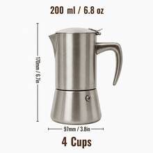 Brushed Stainless Steel Moka Pot, 304 Stainless Steel Stovetop Espresso Maker, Induction Compatible Coffee Maker For Gas, Electric & Ceramic Cooktops, 200ml/300ml/500ml - Silver - View 9