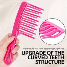 1pc/1set Solid Color Wide Tooth Comb, Designed For Women, Gentle Detangling, Scalp Care, Hair Protection, Convenient To Use, Essential For Daily Grooming, Also A Great Gift For Beauty Lovers - Multicolor - View 5