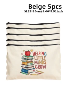 5pcs Best Teacher Theme Zipper Pouch Express Gratitude And Love Makeup Bag Various Snack Small Storage Bag Portable Multi-Functional Storage Bag Teacher Travel Storage Gift Thanksgiving Christmas Birthday Teacher's Day Back To School Graduation Gift - Multicolor - View 98