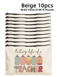 5pcs Best Teacher Theme Zipper Pouch Express Gratitude And Love Makeup Bag Various Snack Small Storage Bag Portable Multi-Functional Storage Bag Teacher Travel Storage Gift Thanksgiving Christmas Birthday Teacher's Day Back To School Graduation Gift - Multicolor - View 104