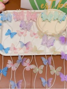 2pcs Butterfly Hair Clips With Faux Pearl Tassel Braided Hair Clips, Sweet Princess Hair Accessories For Girls, Can Be Used For Braiding, Hair Ties, Photography And Outfit Matching (Paper Card For Display Only) - Multicolor - View 5