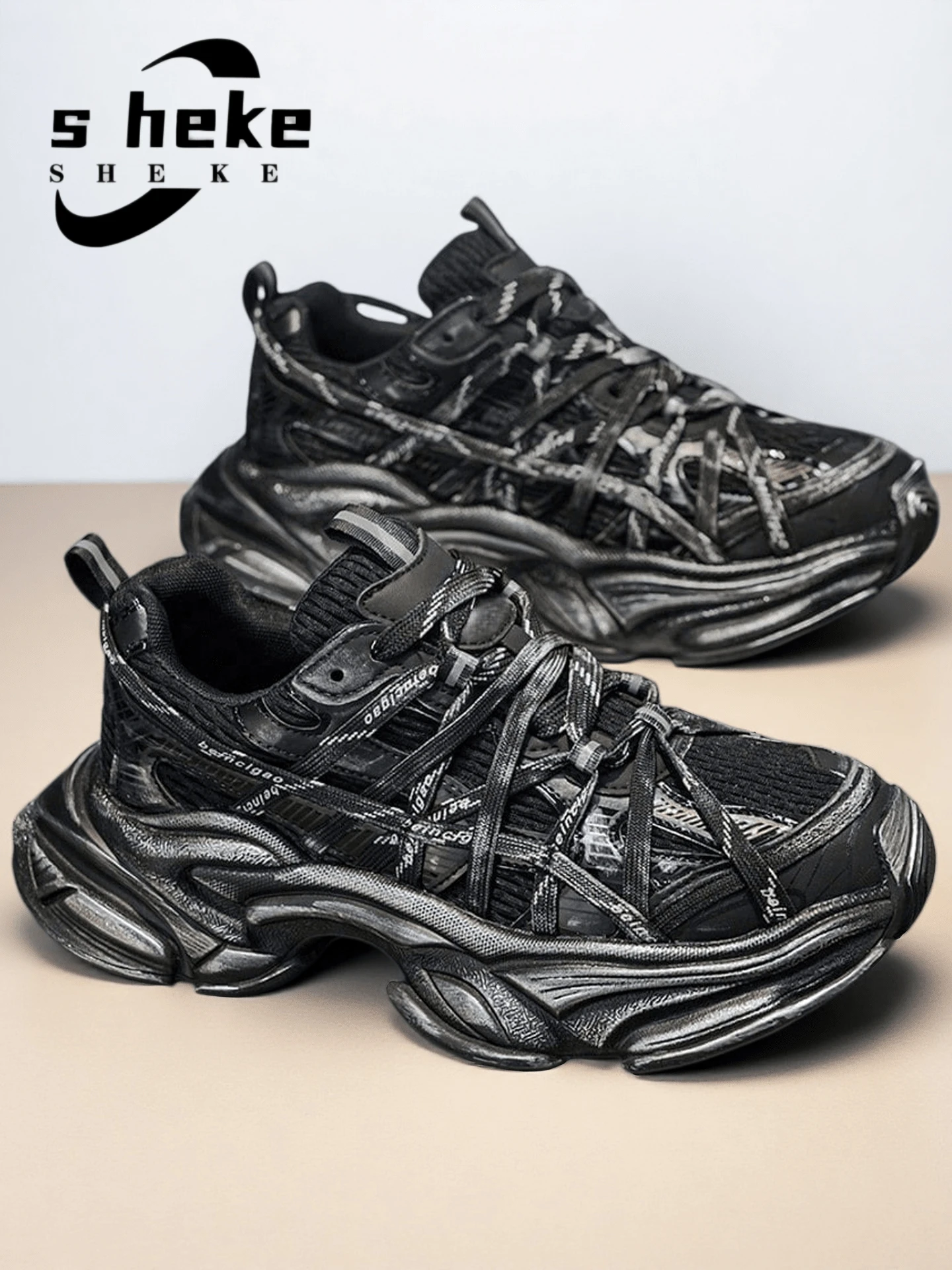 Men's Thick Sole Retro Chunky Sneakers Fashion Sports Running Sneakers Lightweight Breathable Casual Walking Shoes