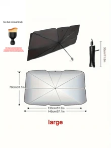 Minimalist, Portable Car Windshield Sunshade Umbrella; Features A Reflective Titanium-Silver Coating And A Foldable, Easy-To-Store Umbrella Design; Provides Sun Protection, Heat Insulation, And Interior Protection. - Multicolor - View 12