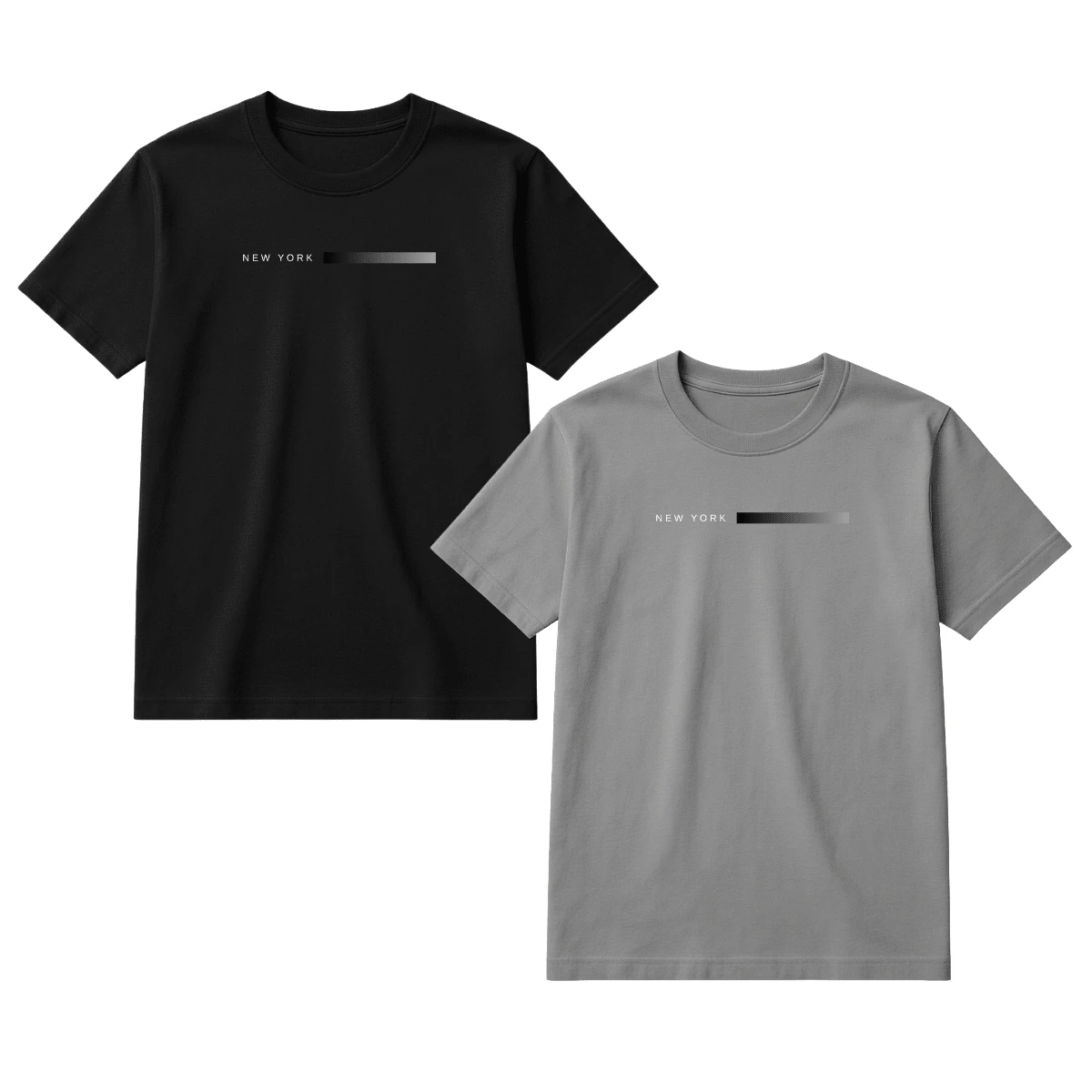 Set Of 2 Men's T-Shirts, 100% Premium Cotton, Printed, Various Colors, New Release - 灰色和黑色 - 查看 1