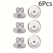 2/4/6Pcs Round Smooth Earring Backs, Non-Slip Ear Plugs, Anti-Sag Earring Post Fixers Replacement Parts, Earring Backs - Multicolor - View 18