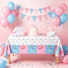 1/3 Peças Toalhas de Mesa Descartáveis de Plástico Azul e Rosa, Toalhas de Mesa para Revelação de Gênero, Suprimentos de Decoração de Festa Azul e Rosa, 54X108 Polegadas - Multicolorido - Visão 1