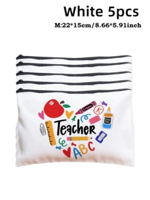 5pcs Best Teacher Theme Zipper Pouch Express Gratitude And Love Makeup Bag Various Snack Small Storage Bag Portable Multi-Functional Storage Bag Teacher Travel Storage Gift Thanksgiving Christmas Birthday Teacher's Day Back To School Graduation Gift - Multicolor - View 72