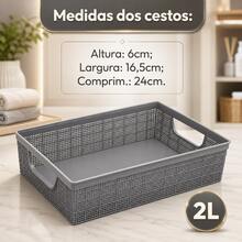 Kit Of 3 Stackable Organizer Baskets, Resistant Plastic, 2 Liters, Multipurpose, Kitchen, Bathroom, Kitchen - Beige 2 - View 4