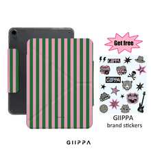 GIIPPA 1 pieza Funda protectora para tableta con estampado de rayas verticales rosa & verde, magnética, desmontable, plegable en Y, anti-doblez y a prueba de golpes, compatible con iPad Mini 6/7, Air 2/3/4/5/11/13 pulgadas (M2/M3 2024-2025), 5/6/7/8/9/10/11ª generación, Pro 10.5/11/12.9 pulgadas (2017-2025), estilo universitario, funda para A16 10ª generación, tableta, oficina - Multicolor 5 - Ver 1