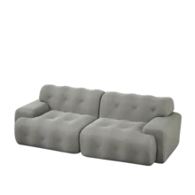 Cloud Sofa, Two Oversized Seats – Wide Armrests And A Modern Design With Tufted Details. Curved Sofa, Ideal For Living Rooms And Apartments. No Assembly Required. - Grey - View 1