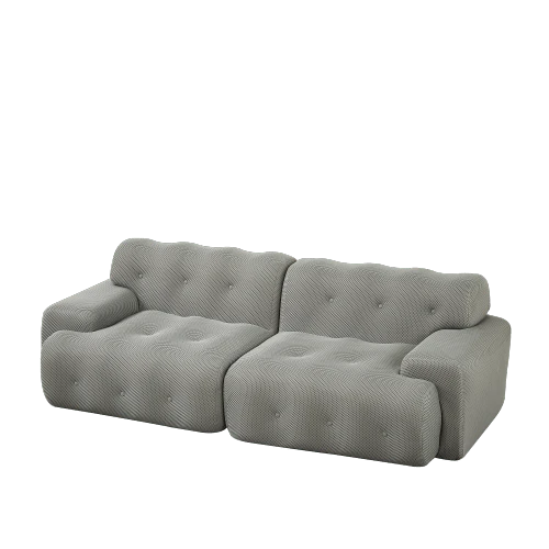 Cloud Sofa, Two Oversized Seats – Wide Armrests And A Modern Design With Tufted Details. Curved Sofa, Ideal For Living Rooms And Apartments. No Assembly Required. - Grey - View 1