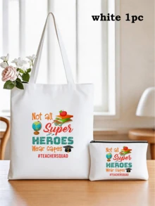 5pcs Best Teacher Theme Zipper Pouch Express Gratitude And Love Makeup Bag Various Snack Small Storage Bag Portable Multi-Functional Storage Bag Teacher Travel Storage Gift Thanksgiving Christmas Birthday Teacher's Day Back To School Graduation Gift - Multicolor - View 34