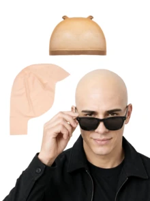 乳膠禿頭帽與假髮帽套裝，服裝配件，頭部假髮帽服裝配件，適用於萬聖節、Cosplay 與主題派對，適合成人男女 - 查看 2