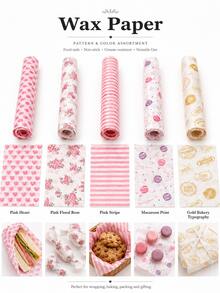 100pcs Printed Wax Paper Sheets, Oil-Proof Food Packaging Paper, Oil-Resistant & Water-Resistant Baking Paper, Suitable For Sandwiches, Burgers, Cookies, Cakes, Picnics, Baking & Takeout Food Packaging, Multiple Styles - Random - View 4