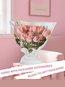 Pink Tulip Velvet Strip Handmade Kit, Upgraded Dense Velvet Strip Brush, Suitable For Handmade Crafts, Artificial Floral Arrangement, Valentine's Day, Mother's Day Gifts, World Cup, Graduation Season Gifts, Back To School Decoration Party Gifts, Holiday Gifts - Multicolor - View 5