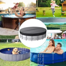 210D Oxford Fabric Round Above Ground Pool Cover, All-Season Foldable Waterproof Heat-Insulating Protective Cover, Anti-Leaf Snow Bug, Suitable For Inflatable Pools And Frame Pools, Outdoor Yard Villa Balcony Homestay - A - View 8