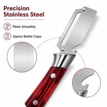 2-In-1 Stainless Steel Vegetable Peeler & Bottle Opener, Multifunction Manual Kitchen Peeling Tool For Potatoes, Carrots, Fruits & Vegetables, Ergonomic Handle Kitchen Gadget - Multicolor - View 9