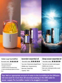 Volcanic Rock Effect Humidifier & Essential Oil Diffuser, With Color-Changing Ambient Light, Quiet Air Humidifier For Home, Bedroom, Bathroom, Hotel, Office, Home Decor Gift, High-End Aesthetic Home Decoration - Cylindrical - View 16