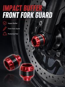 1 Set Of 2 Aluminum Alloy Front Fork Shock Cups, Carbon Fiber Texture Decor Fork Guard, Anti-Collision Mod Parts Fit Dirt Bike Motorcycle Electric Scooter - A - View 3
