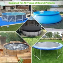 210D Oxford Fabric Round Above Ground Pool Cover, All-Season Foldable Waterproof Heat-Insulating Protective Cover, Anti-Leaf Snow Bug, Suitable For Inflatable Pools And Frame Pools, Outdoor Yard Villa Balcony Homestay - A - View 4