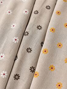 HHMC 1pc Daisy Embroidered Linen Fabric, Beige Textured Woven Cloth, Delicate Floral Pattern, Easy To Cut Material, Suitable For DIY Tote Bags, Pillowcases, Sewing Projects And Handmade Accessories - Linen - View 4