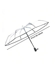 1pc Three-Fold Automatic Transparent Umbrella - White - View 2