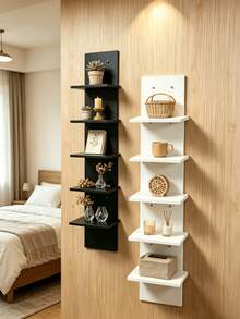 1 Peça Prateleira de Parede com 5 Níveis, Prateleira Flutuante Decorativa de Arrumação/Montagem na Parede, Prateleira Flutuante Vertical Estilo Boémio, Decoração para Casa, Decoração de Quarto, Decoração de Quarto, Decoração de Natal, Decoração de Festa, Para Quartos, Salas de Estar, Casas de Banho, Cozinhas, Escritórios, Dormitórios - Multicolorido - Ver 3