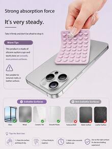 1-4pcs Silicone Adhesive Phone Holder, Non-Slip Silicone Sticky Phone Stand, Phone Case Holder, Hands-Free Phone Accessory, Selfie And Video Shooting Stand, Multi-Functional Phone Accessory, Suitable For All Models - Double-sided Suction Cup - View 2