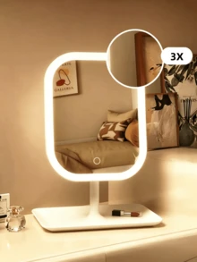 LED Makeup Mirror With Light, 3X Magnification Suction Cup Mirror, 3 Color Lights, Dimmable Touch Control, USB Rechargeable Vanity Mirror With Storage Base, 360° Rotation, Suitable For Bedroom, Dorm And Travel, Ideal Holiday Gift - Multicolor - View 14