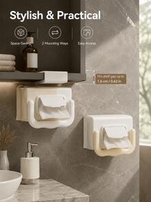 Soporte en forma de U para papel higiénico, estante de almacenamiento de pañuelos faciales para el baño del hogar, estante para colocar toallitas húmedas sin necesidad de taladrar, creativo - Multicolor - Ver 6