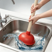 Two-Piece Plumbing Accessory Pack Fitted With Rubber Sealing Heads, Measuring 4.3 Inches And 5.5 Inches For Sink And Drain Use - Red - View 5