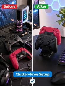 1pc Dual Game Controller Stand, Universal Gamepad Holder & Display Rack, Space-Saving Desktop Organizer, Suitable For Most Game Controllers & Gamepads, Durable Plastic Gaming Desktop Decor | Halloween Boys Gaming Accessory Random Color - View 5