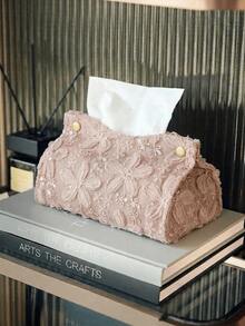Elegant Embroidered Tissue Box, Floral Sequin Pattern Tissue Storage Bag, High-End Large Capacity Storage Bag, Bathroom Bedroom Home Essential Toilet Paper Storage Box, Car Tissue Box, Tissue Decorative Box - Multicolor - View 13
