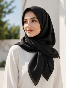 1pc 90cm*90cm Minimalist Classic Silk Print Bandana Scarf For Women, Fashionable Professional Neck Scarf, Casual Versatile Headwrap, Bag Accessory, Suitable For Business Meetings/Leisure Travel/Holiday Gatherings - Multicolor - View 1