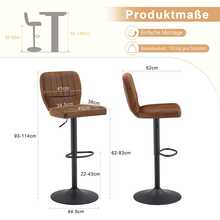 Height-Adjustable Bar Stool / 360° Swivel Bar Stool / With Backrest And Footrest / Leather Upholstery / Load Capacity 136 Kg / For The Bar At Home Or In The Office - 黑色 + 棕色 - 查看 7