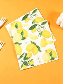 20pcs Disposable Lemon Print Napkins (13 X 13 Inches), Watercolor Style Lemon Napkins, Decorative Fruit Theme, Suitable For Birthday, Party, Daily Use, Tropical Summer Gathering, Wedding Table Setting And More - Multicolor - View 8