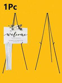 1pc 63 Inch Wedding Sign Stand, Foldable Floor Display Rack, Black Tripod, Suitable For Wedding Signs, Posters, Welcome Boards, Large Adjustable Metal Easel, Black Base, Easter Gift, Suitable For Wedding Banners And Poster Display, Desktop Metal Easel - Multicolor - View 9