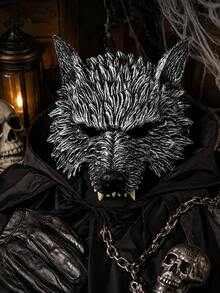 Halloween Wolf Mask, Adult Men & Women Halloween Horror Animal Half Face Werewolf Mask, Halloween Cosplay Costume Accessory, Party Dress Up, Halloween Costume Photo Prop - Silver - View 3