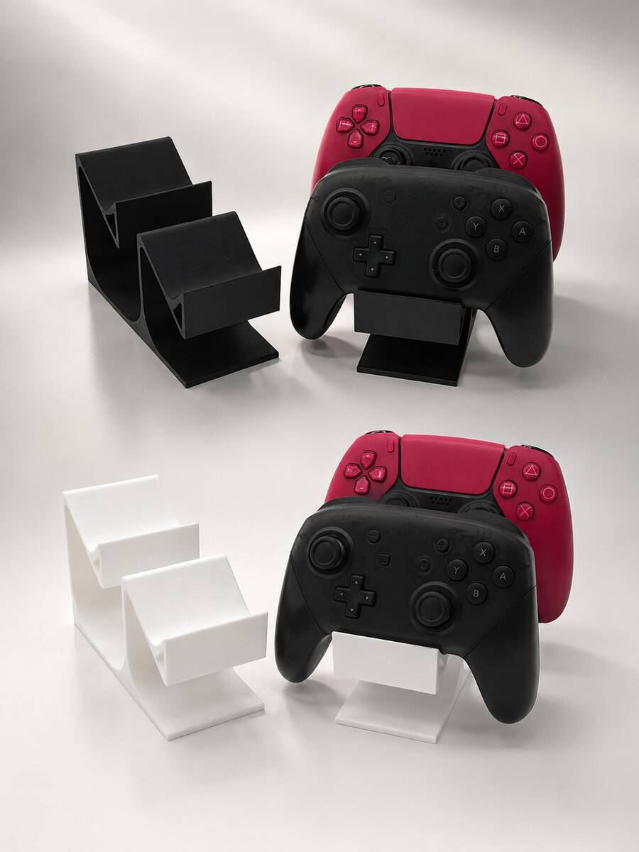1pc Dual Game Controller Stand, Universal Gamepad Holder & Display Rack, Space-Saving Desktop Organizer, Suitable For Most Game Controllers & Gamepads, Durable Plastic Gaming Desktop Decor | Halloween Boys Gaming Accessory Random Color - View 1