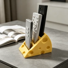 Cute Cheese-Shaped Remote Control Holder, Can Hold 3 Remotes, Multi-Functional Desktop Storage Box And Remote Control Stand, Suitable For Office Desk Storage - Yellow - View 4