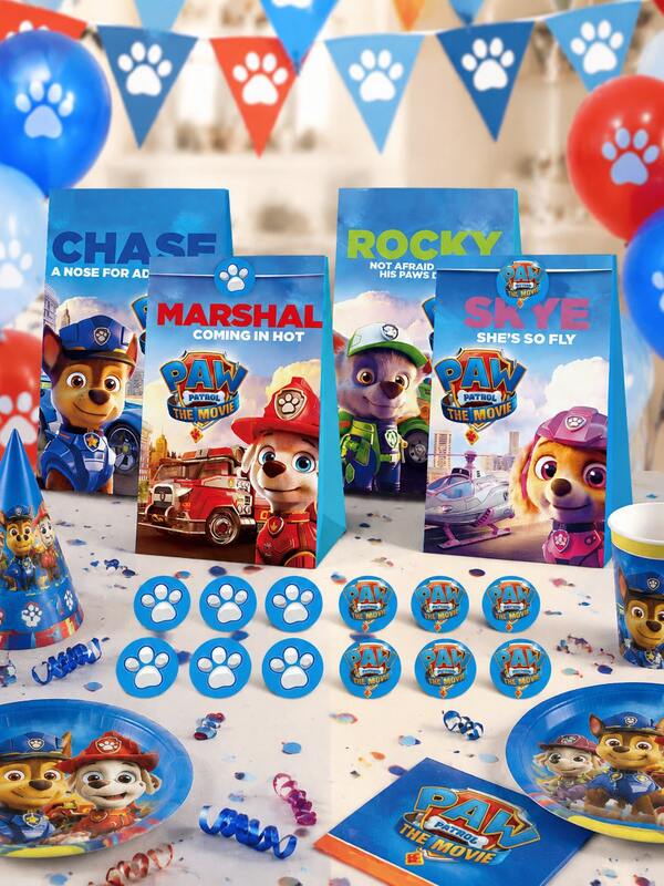 Paw Patrol 12入/組 汪汪隊新主題派對禮物袋，生日派對裝飾，禮物包裝紙袋，適用於生日、萬聖節、聖誕節和新年派對用品，也是感恩節的完美選擇