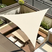 1pc Triangular Sun Shade Sail, Heavy Duty Synthetic Fiber Shade Cloth, Curved Edge Design, With Stainless Steel D-Rings, Suitable For Patio And Outdoor Use - Multicolor - View 9