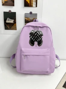 Hip Hop Money Hands Graphic Print Pink Backpack Streetwear Cash Casual School Bag - Multicolor - View 13
