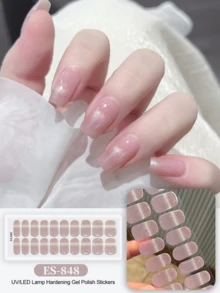 Cross-Border New Semi-Cured Gel Summer Toe Nail Stickers, Shiny Glitter Design, Ready Stock Wholesale, Waterproof And Long-Lasting - 淺粉色 - 查看 7