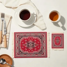 1pc Bohemian Style Non-Slip Coffee Mat, Absorbent Kitchen Countertop Table Mat, Coffee Accessory Mat, Heat-Resistant Placemat, Cup Draining Mat, Anti-Splash Desktop Protection Mat, Home Coffee Station Coffee Mat - Type a - View 4