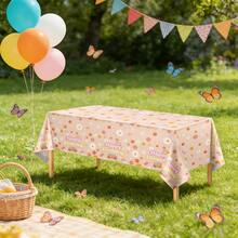 1/3pcs Daisy - Car Birthday Tablecloth Disposable Plastic Tablecloth Rainbow Hippie Birthday Party Supplies Party Decoration Vintage Daisy Party Tablecloth Rectangular Plastic Tablecloth 137x274cm - Multicolor - View 3